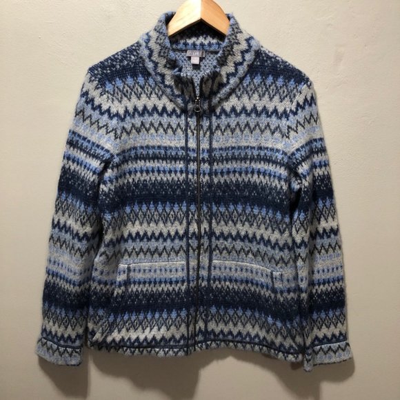 {J.Jill} Angora Fleece Full Zip Sweater Jacket - Picture 2 of 11